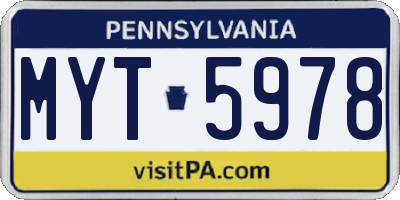 PA license plate MYT5978