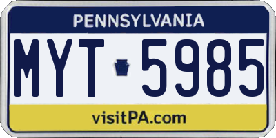 PA license plate MYT5985