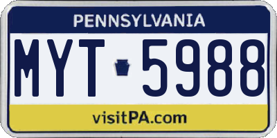 PA license plate MYT5988