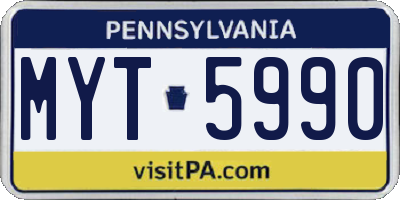 PA license plate MYT5990