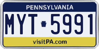 PA license plate MYT5991