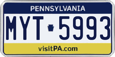 PA license plate MYT5993