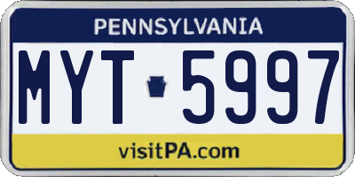 PA license plate MYT5997