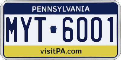 PA license plate MYT6001