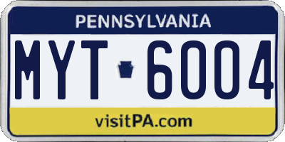 PA license plate MYT6004