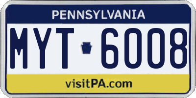 PA license plate MYT6008