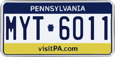 PA license plate MYT6011