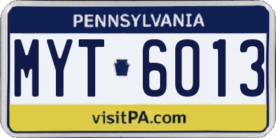 PA license plate MYT6013