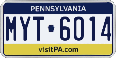 PA license plate MYT6014