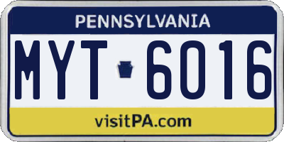 PA license plate MYT6016