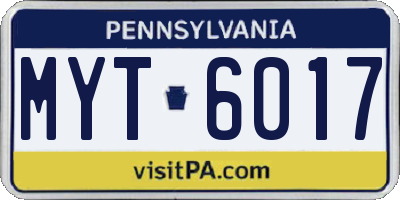 PA license plate MYT6017