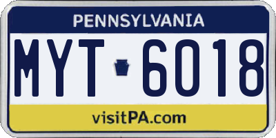 PA license plate MYT6018