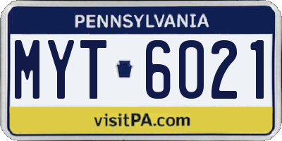 PA license plate MYT6021