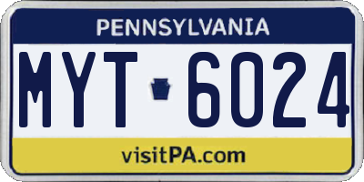 PA license plate MYT6024