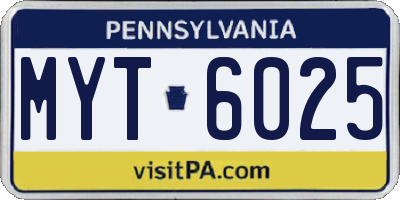 PA license plate MYT6025