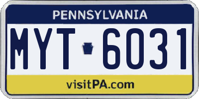 PA license plate MYT6031