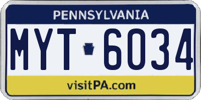 PA license plate MYT6034