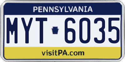 PA license plate MYT6035