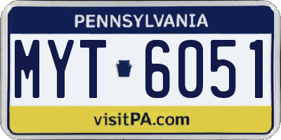 PA license plate MYT6051