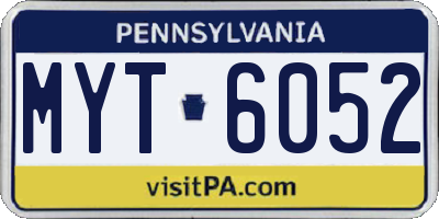 PA license plate MYT6052