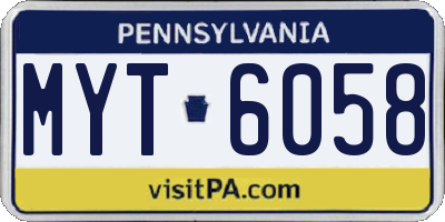 PA license plate MYT6058