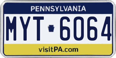 PA license plate MYT6064