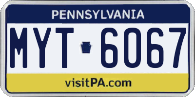 PA license plate MYT6067