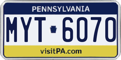PA license plate MYT6070