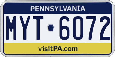 PA license plate MYT6072