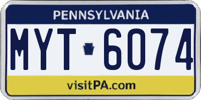 PA license plate MYT6074