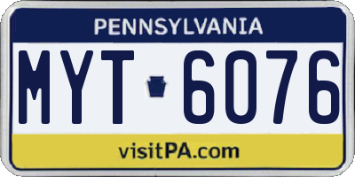 PA license plate MYT6076