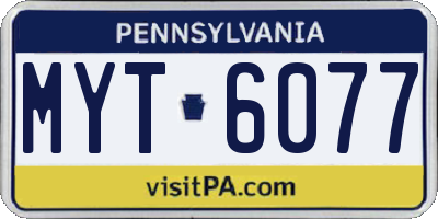 PA license plate MYT6077
