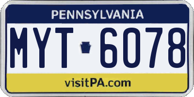 PA license plate MYT6078