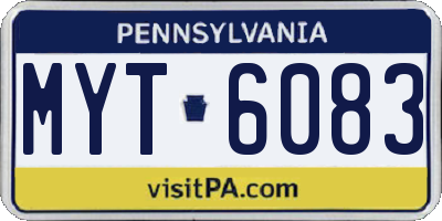 PA license plate MYT6083
