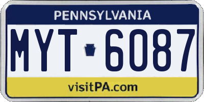 PA license plate MYT6087