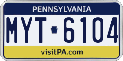 PA license plate MYT6104