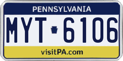 PA license plate MYT6106