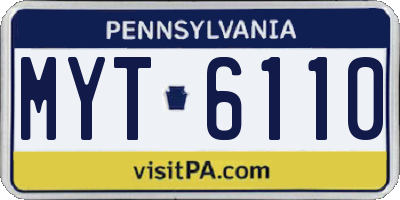 PA license plate MYT6110