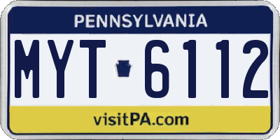 PA license plate MYT6112