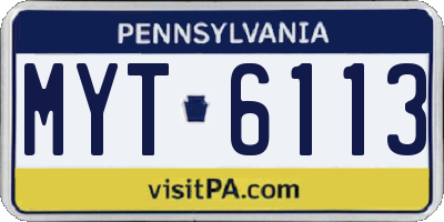 PA license plate MYT6113