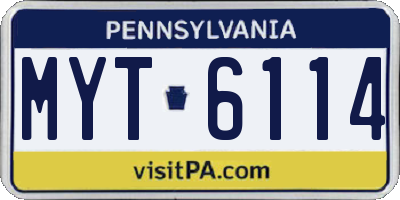 PA license plate MYT6114
