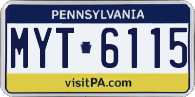 PA license plate MYT6115