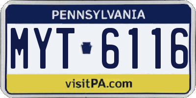 PA license plate MYT6116