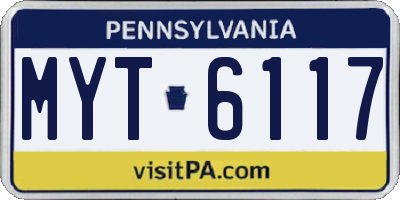 PA license plate MYT6117