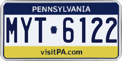 PA license plate MYT6122