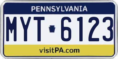 PA license plate MYT6123