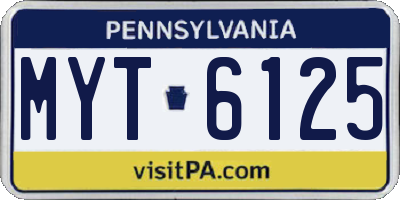PA license plate MYT6125