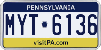 PA license plate MYT6136