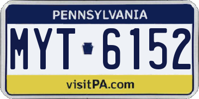 PA license plate MYT6152