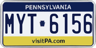 PA license plate MYT6156